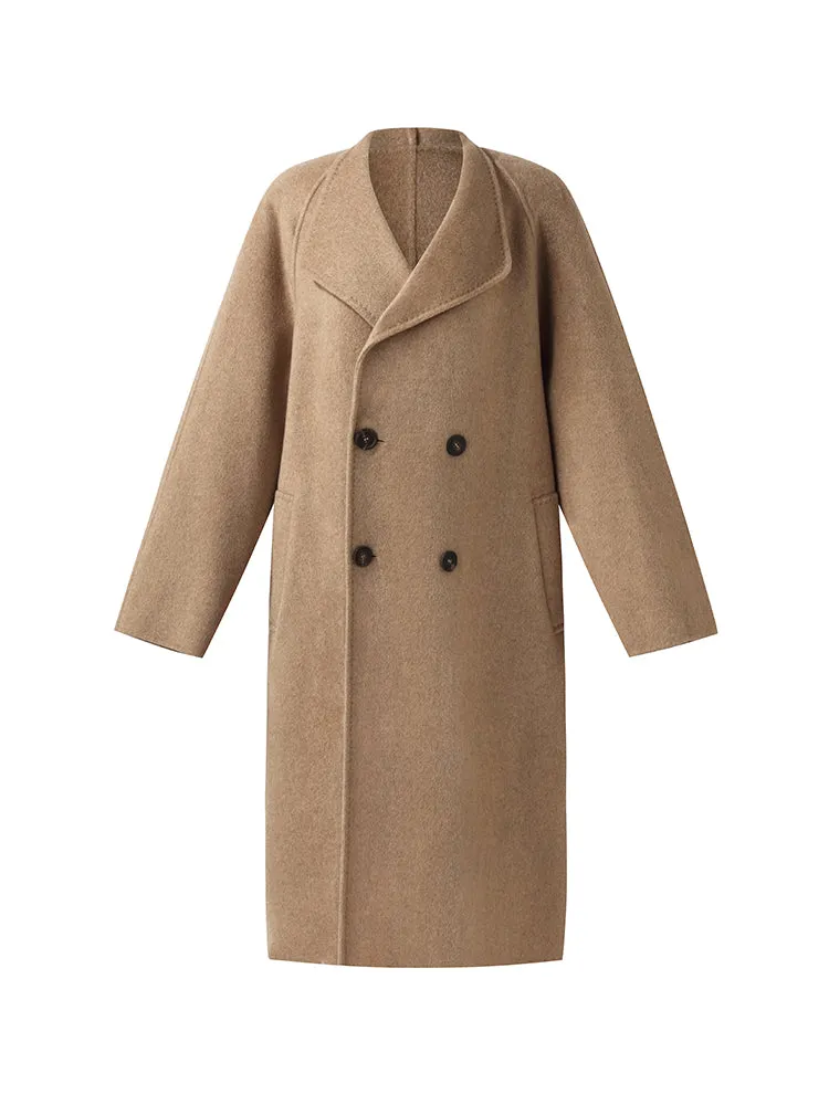 100% Cashmere Lapel Unisex Overcoat