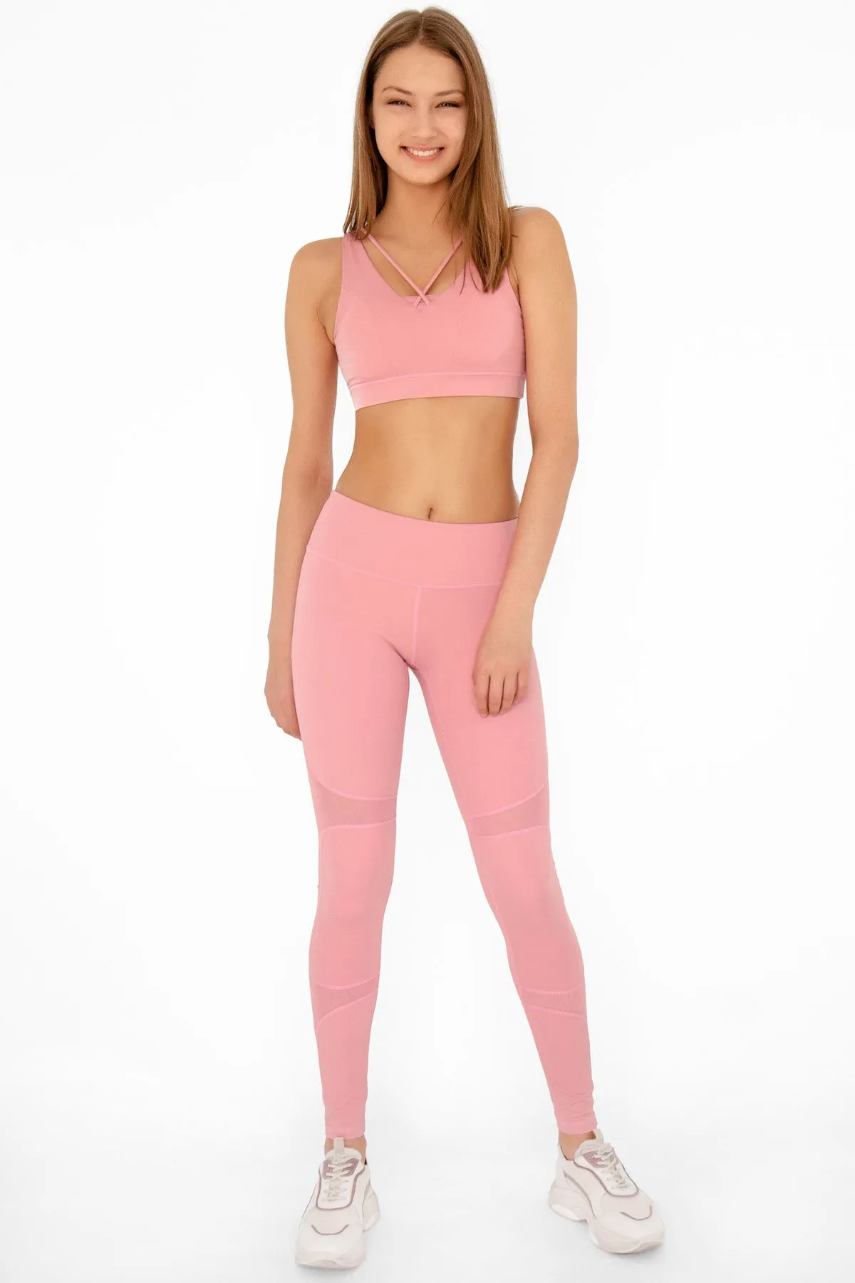 4 for $54 - Dusty Pink Kelly Strappy Open-Back Padded Sports Bra - Women