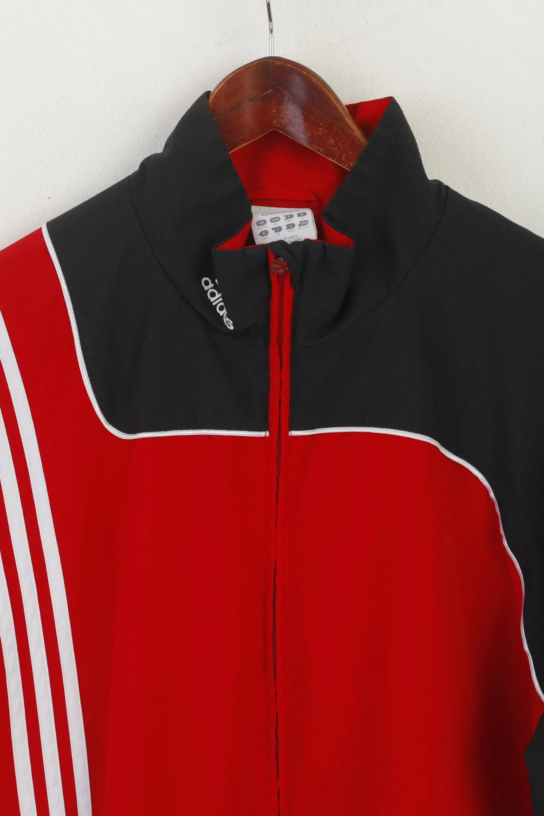 Adidas Men XL Jacket Red Vintage Sportswear Full Zip Activewear Track Top