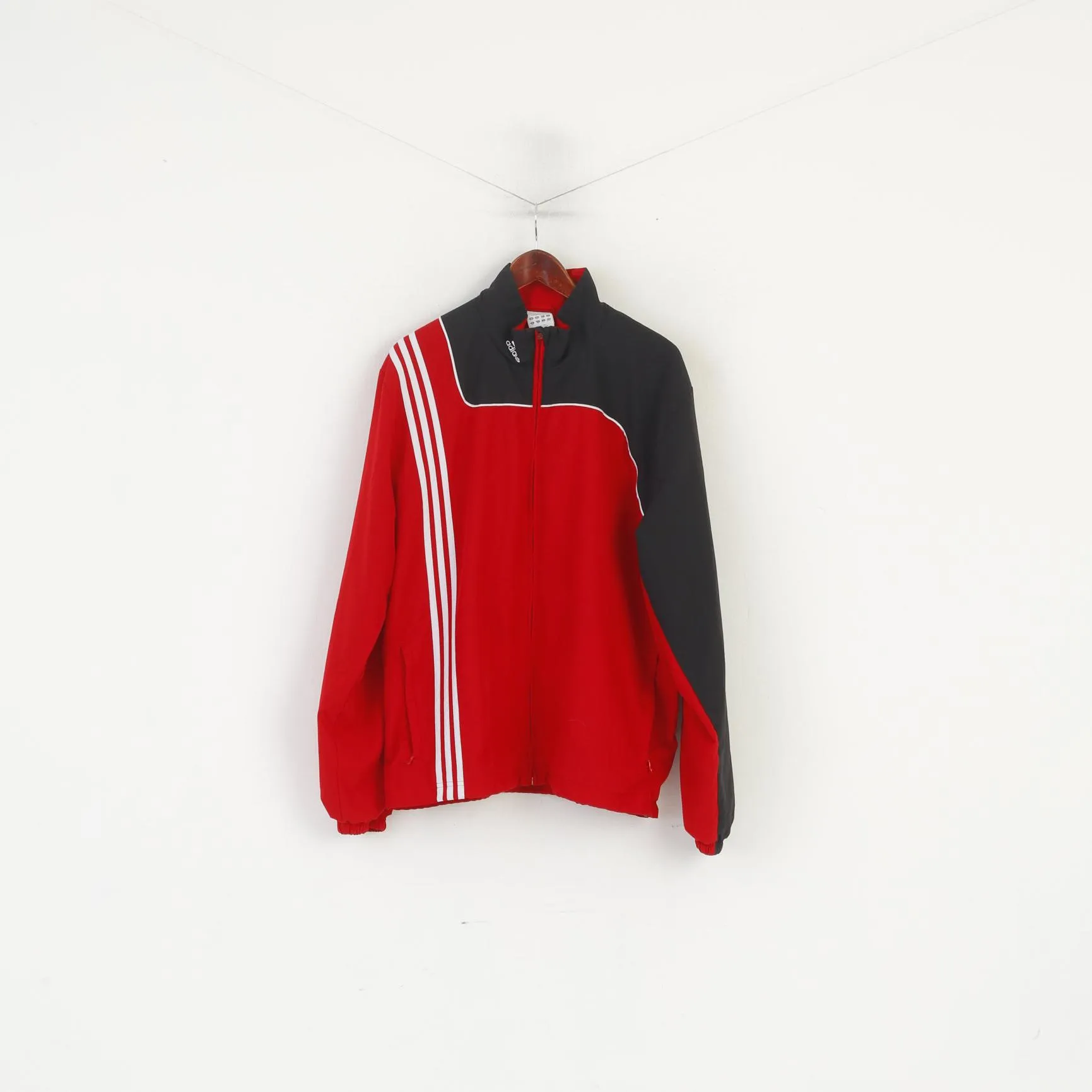 Adidas Men XL Jacket Red Vintage Sportswear Full Zip Activewear Track Top