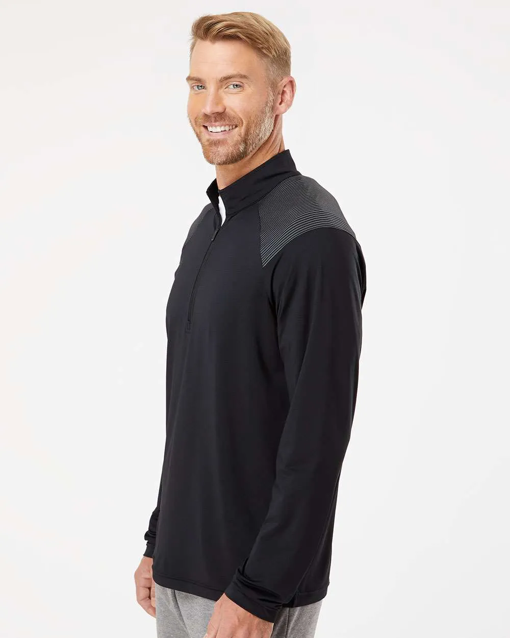 adidas - Men's Shoulder Stripe Quarter-Zip Pullover