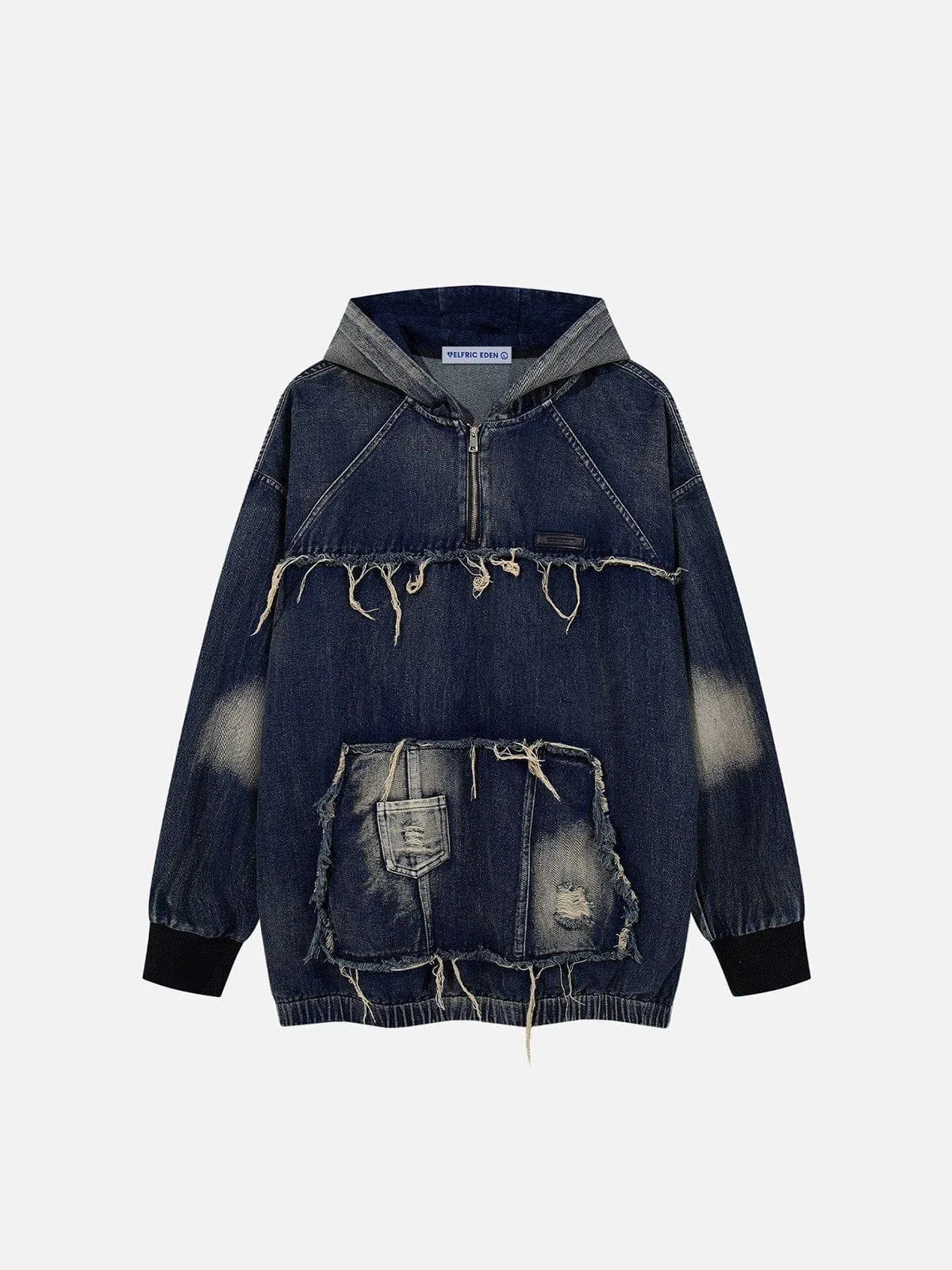 Aelfric Eden Fringe Washed Denim Hoodie