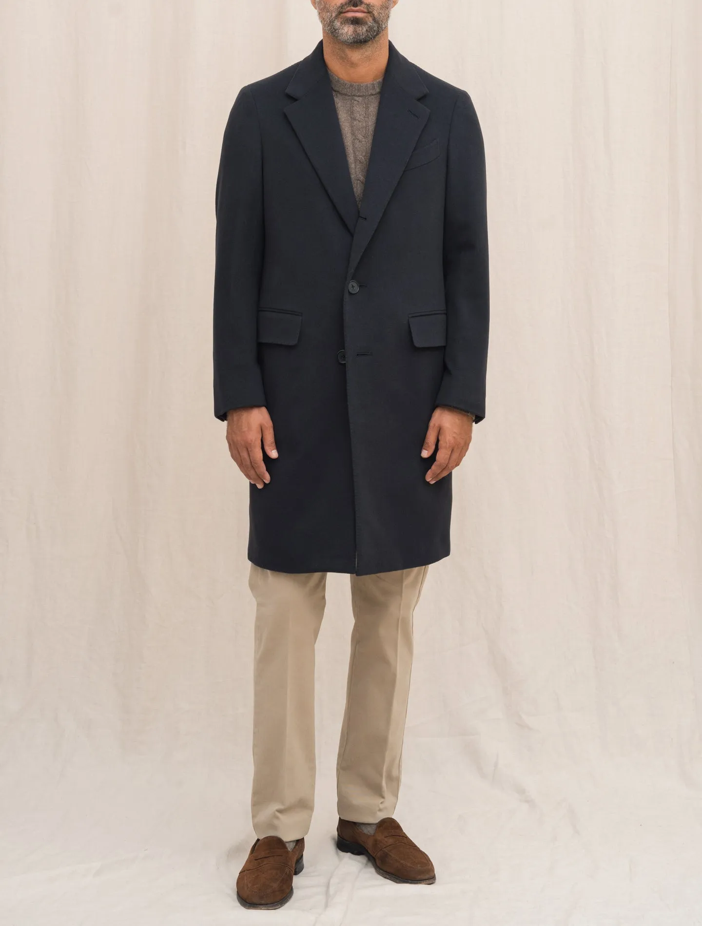 Aida Single Breasted Wool Cashmere Coat Navy