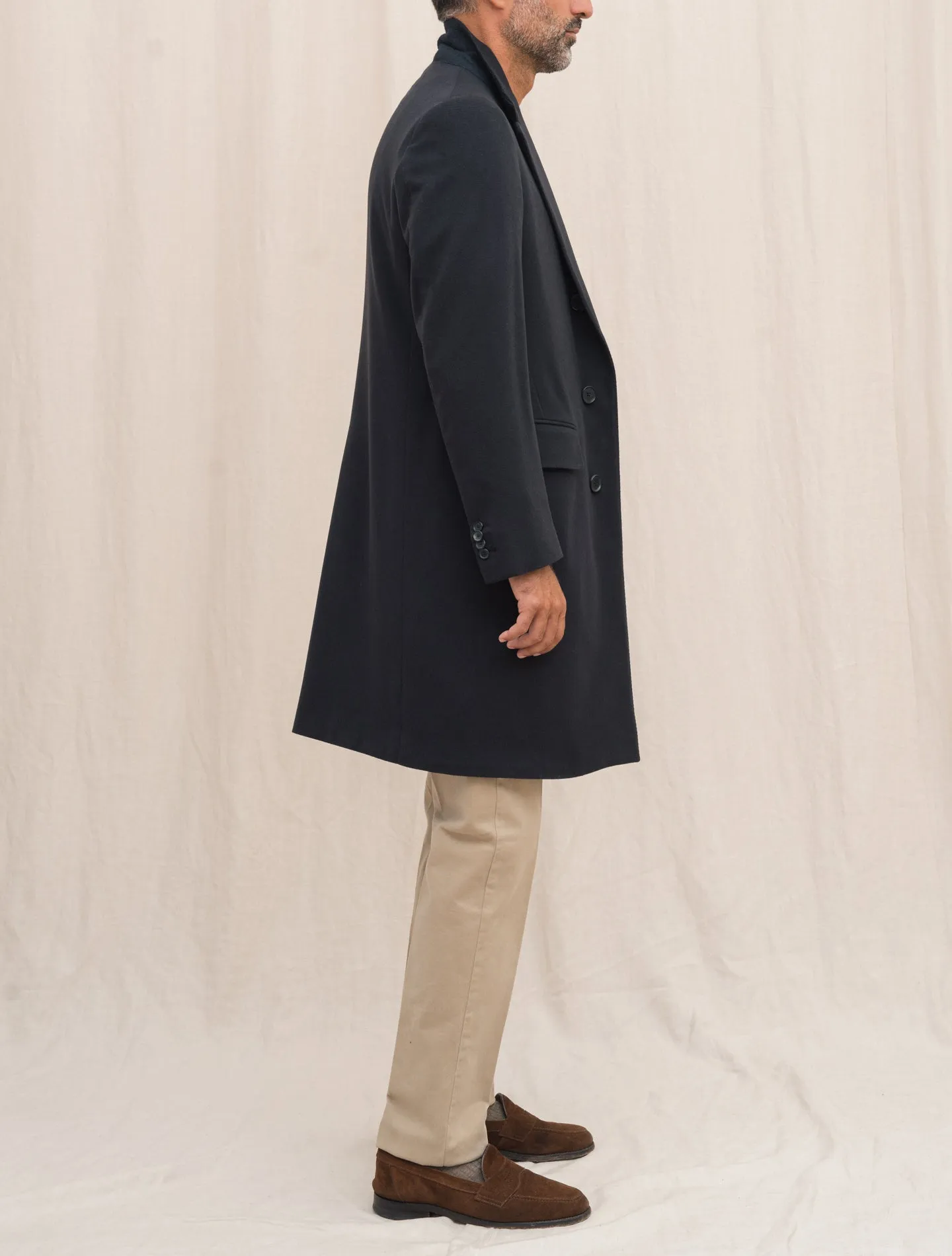 Aida Single Breasted Wool Cashmere Coat Navy