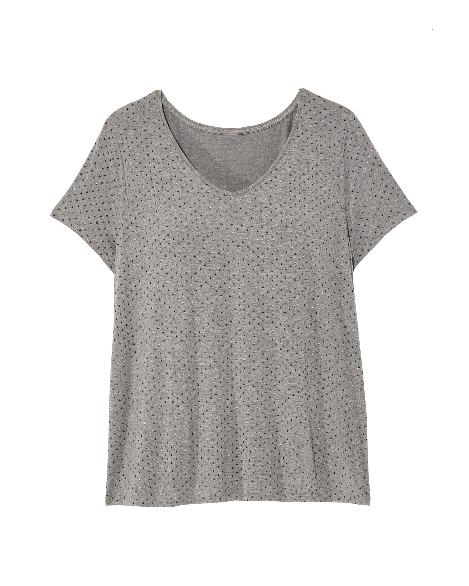 Alexandra Embellished Tee | Light Grey / Silver