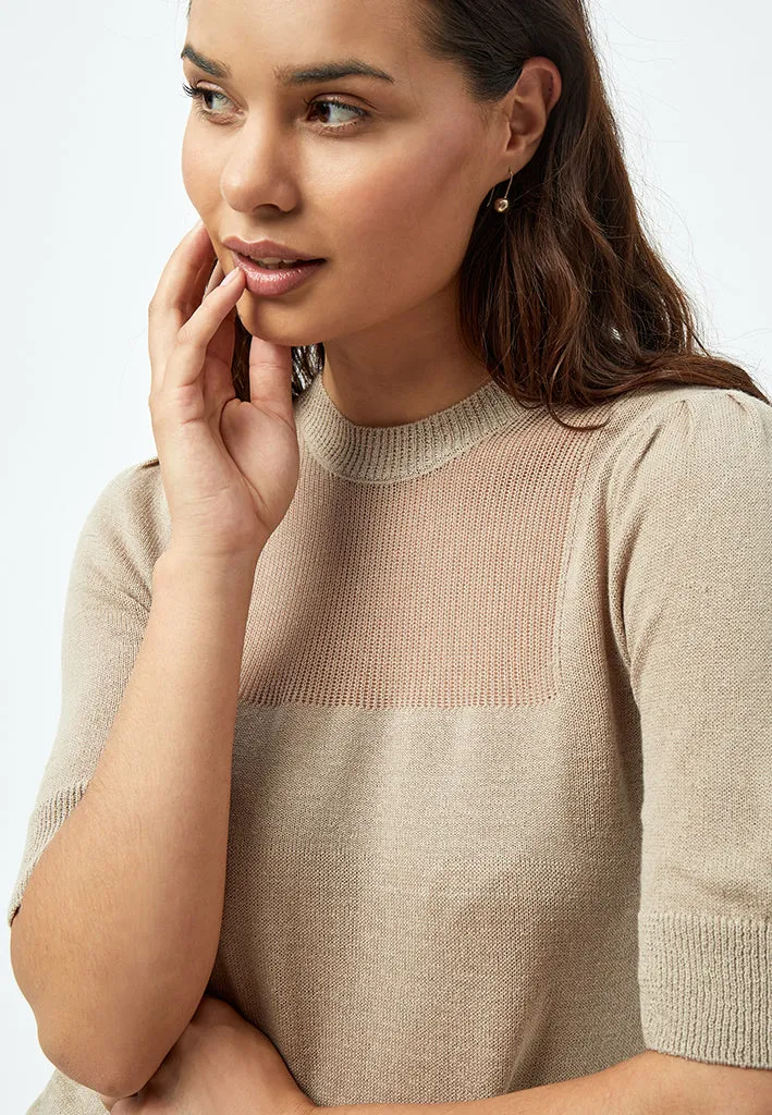 Amora 2/4 Sleeve Mockneck Pullover - Cobblestone