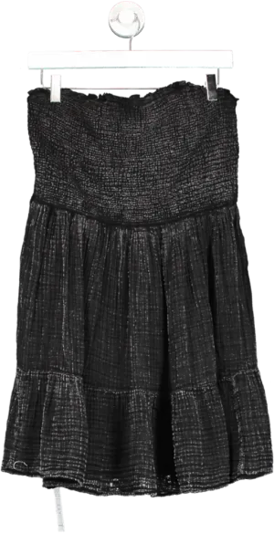 Anthropologie Black The Marisol Smocked Mini Dress UK  L