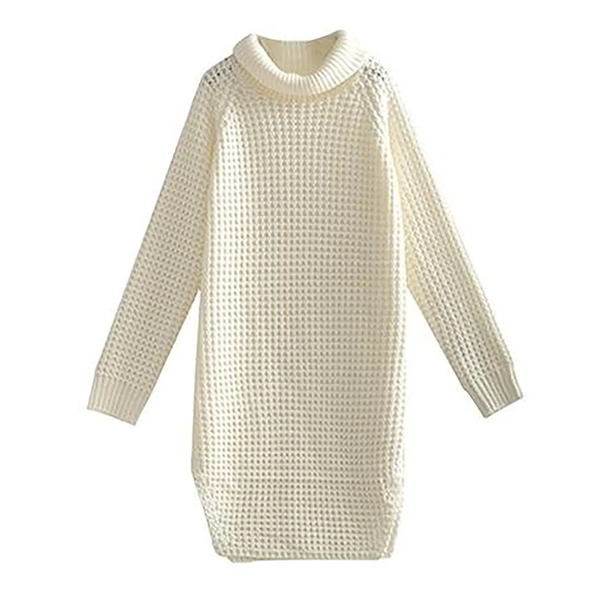 ASHORESHOP Hollow Out Sweater For Women Turtleneck Split Hem