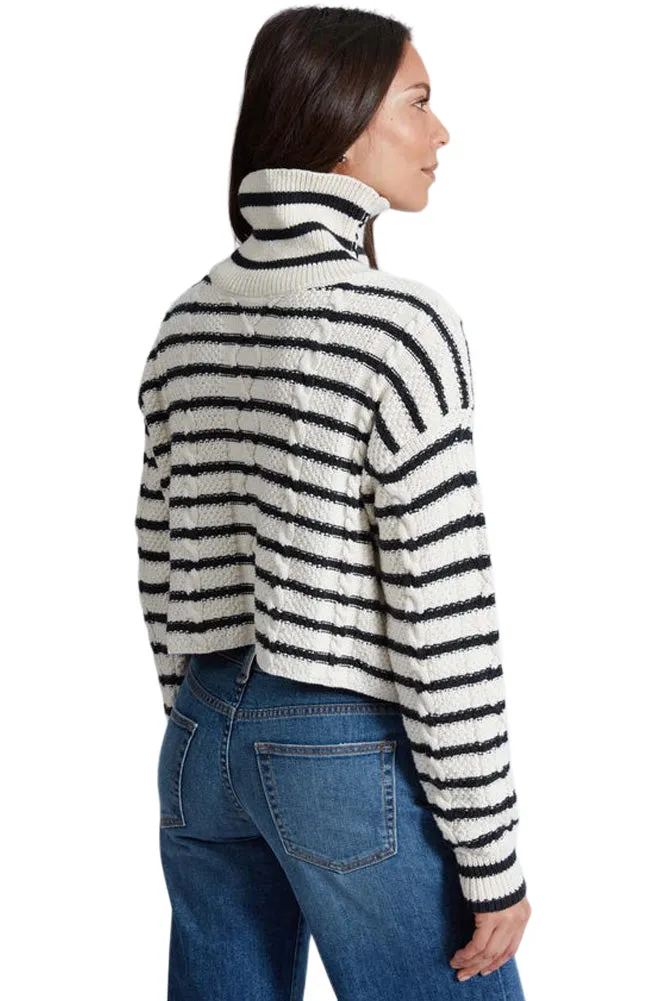 ASKK NY Cable Cropped Turtleneck in Stripe