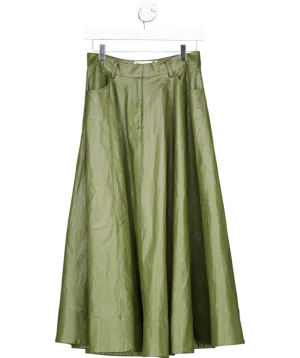 ASOS Green Leather Look Volume Maxi Skirt In UK 8