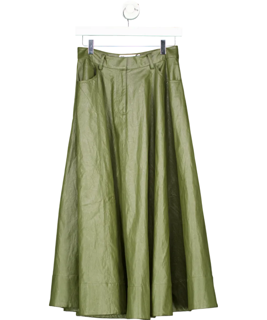 ASOS Green Leather Look Volume Maxi Skirt In UK 8