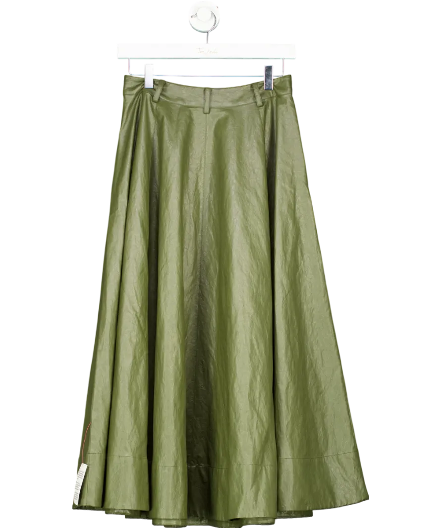 ASOS Green Leather Look Volume Maxi Skirt In UK 8