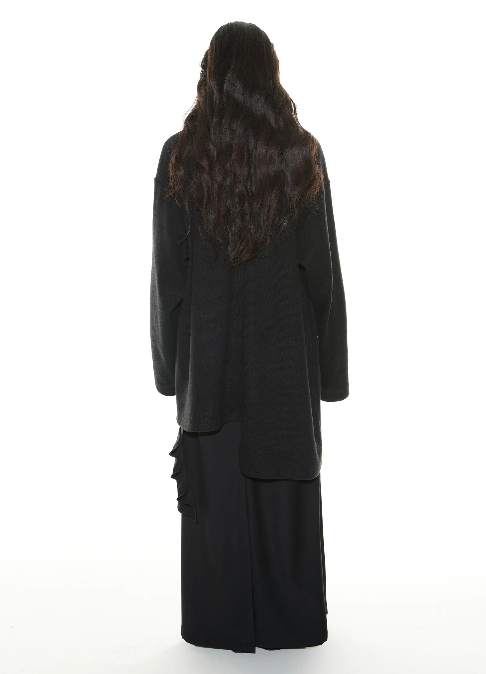 Asymmetrical Stand Collar Overcoat By Vapour Blue