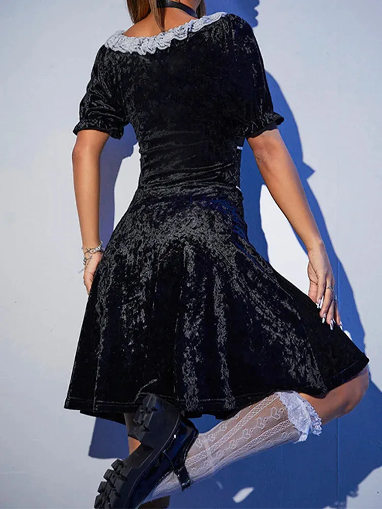 Black Velvet Harajuku Corset A-Line Summer Fashion Party Dress