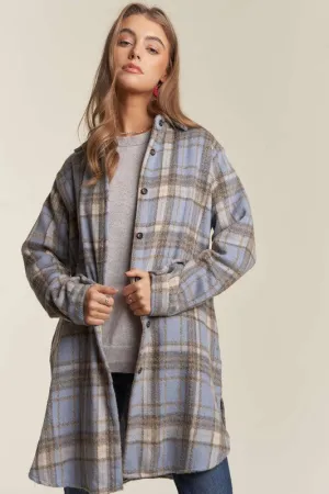 Blue Button Down Flannel Shacket