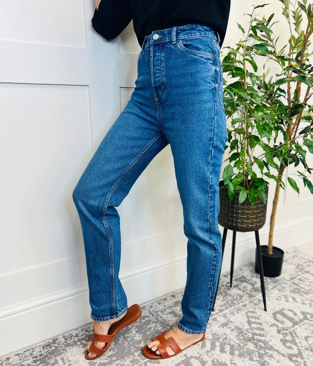 Blue Slim Leg High Rise Jeans