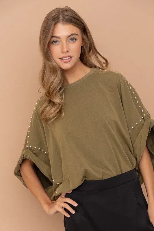 Bohemian Studded Oversized High Low T Shirt