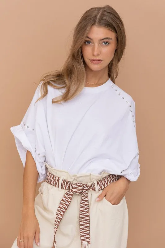 Bohemian Studded Oversized High Low T Shirt