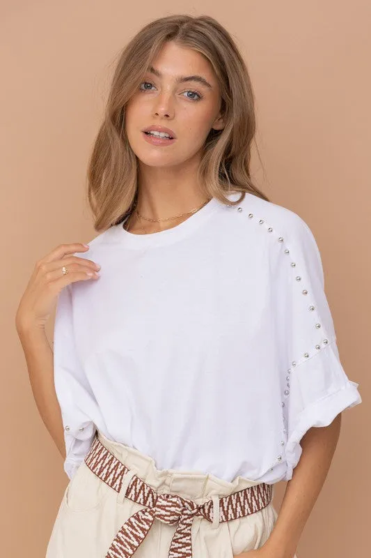 Bohemian Studded Oversized High Low T Shirt