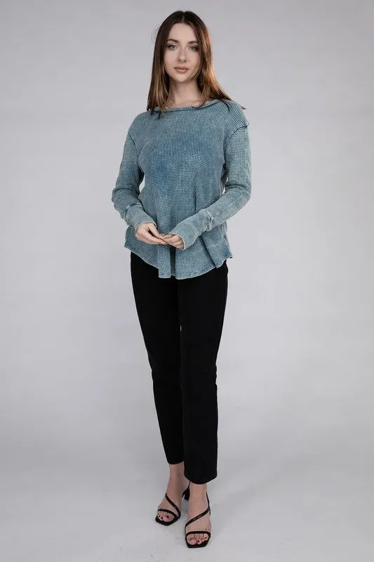 Bohemian Washed Baby Waffle Long Sleeve Top