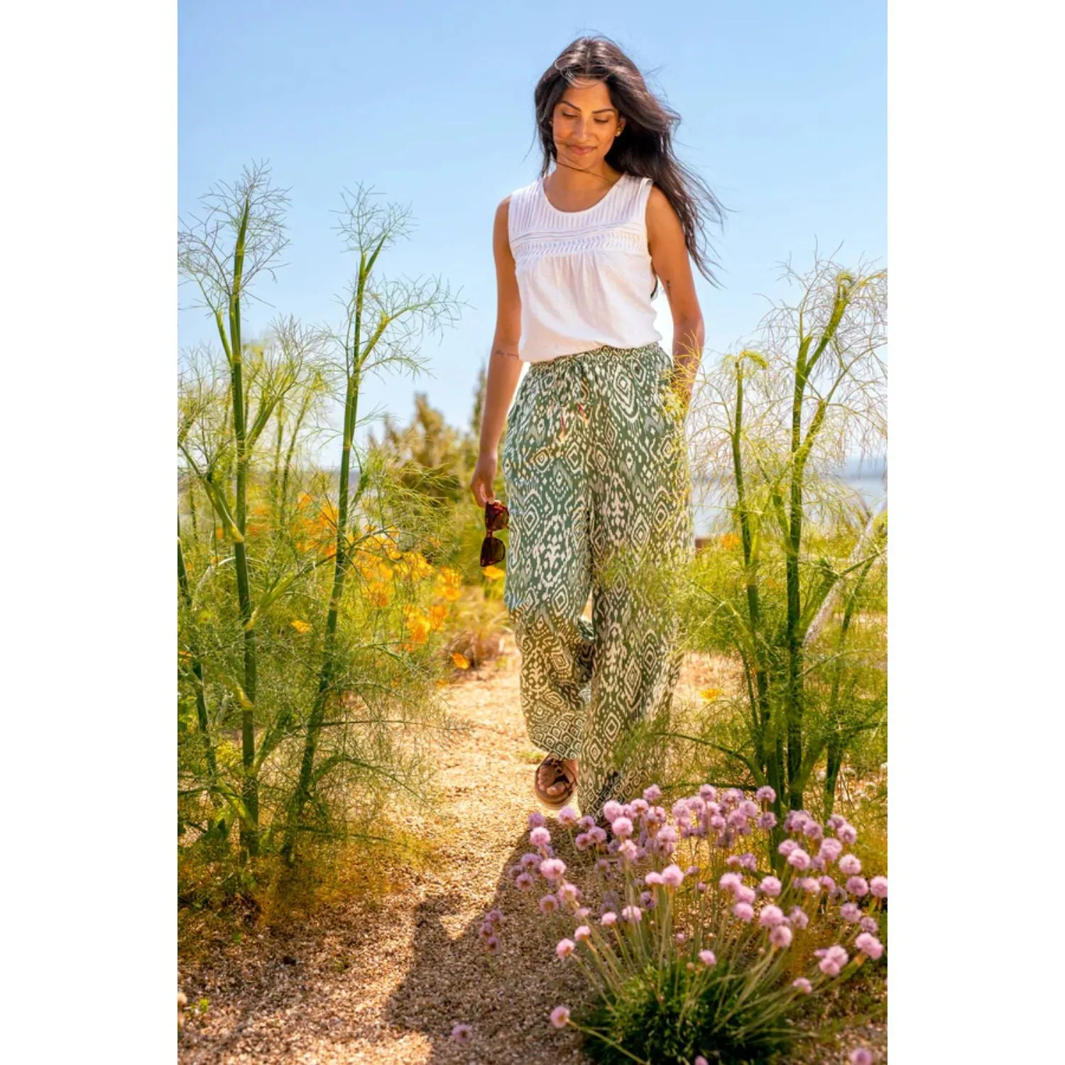 Brakeburn 16 Green Orla Print Beach Trouser