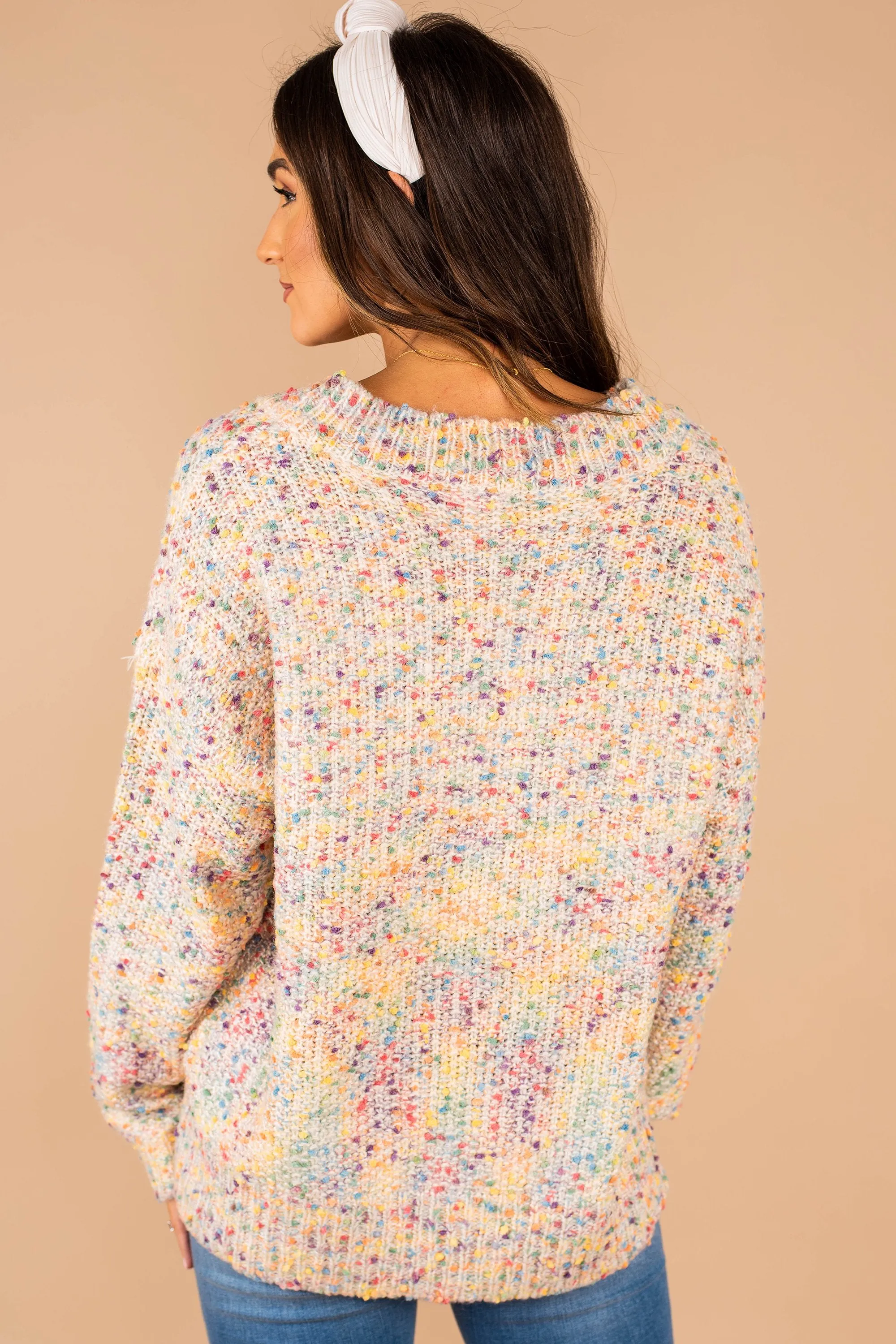 Bright Future Ivory White Confetti Sweater