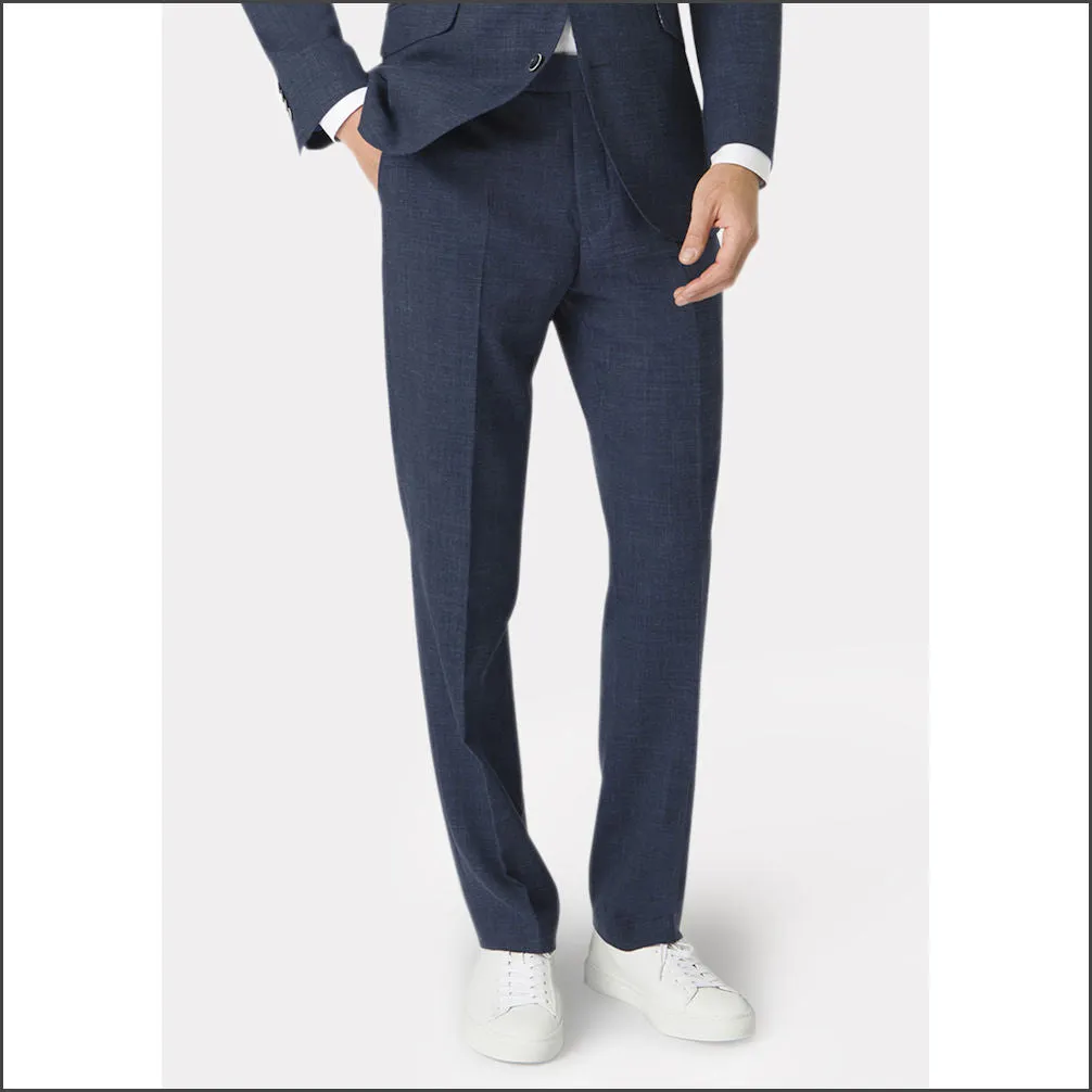 Brook Taverner Constable Tailored Fit Navy Linen Blend Trouser--