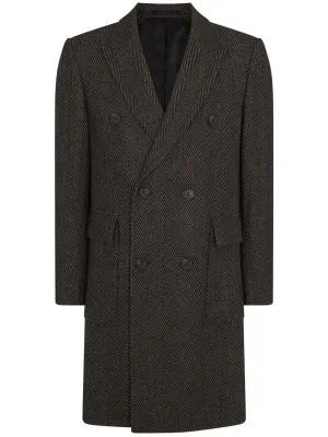 Brown Herringbone Vintage Style Wool Overcoat