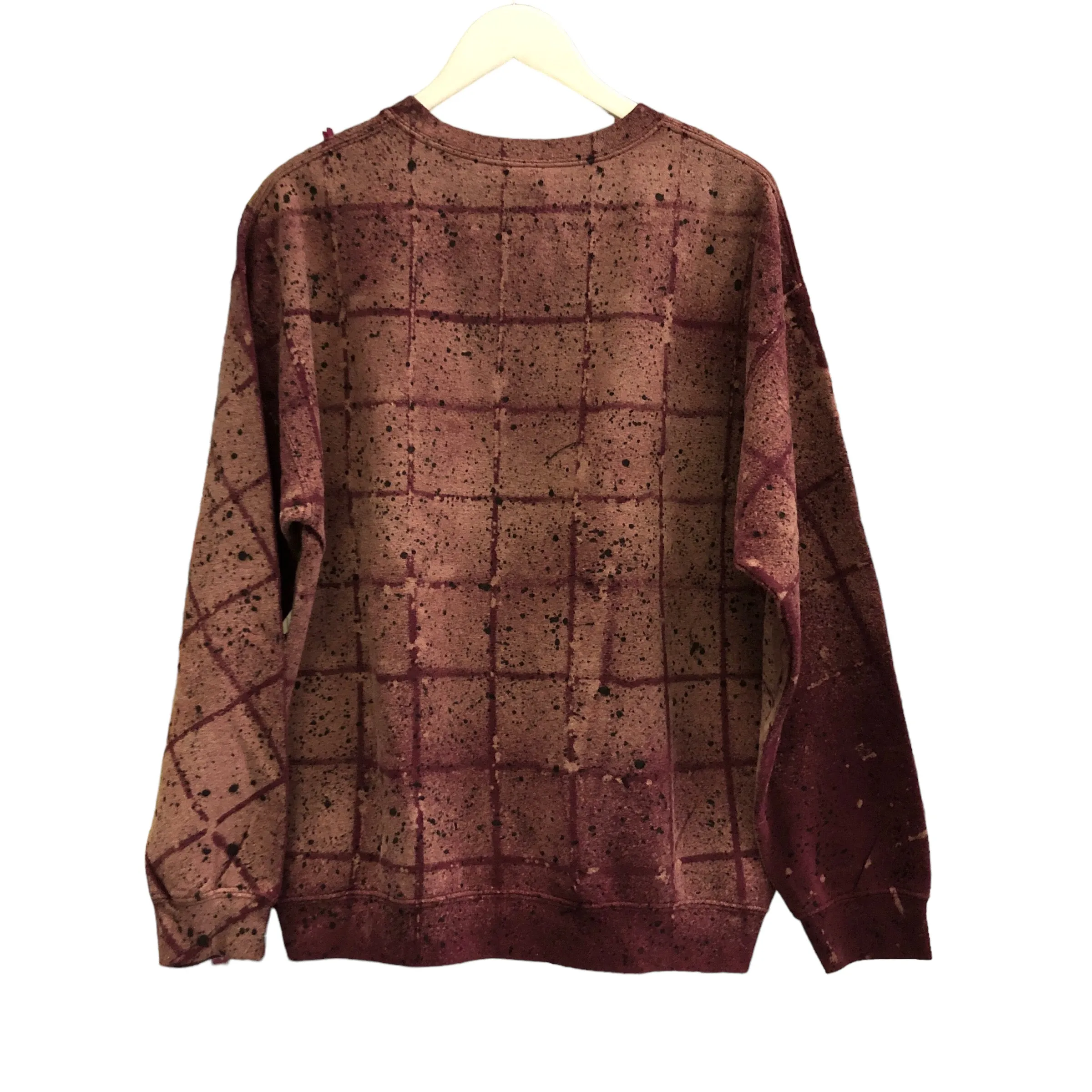 Burgundy Hand Bleached Crew neck sweater