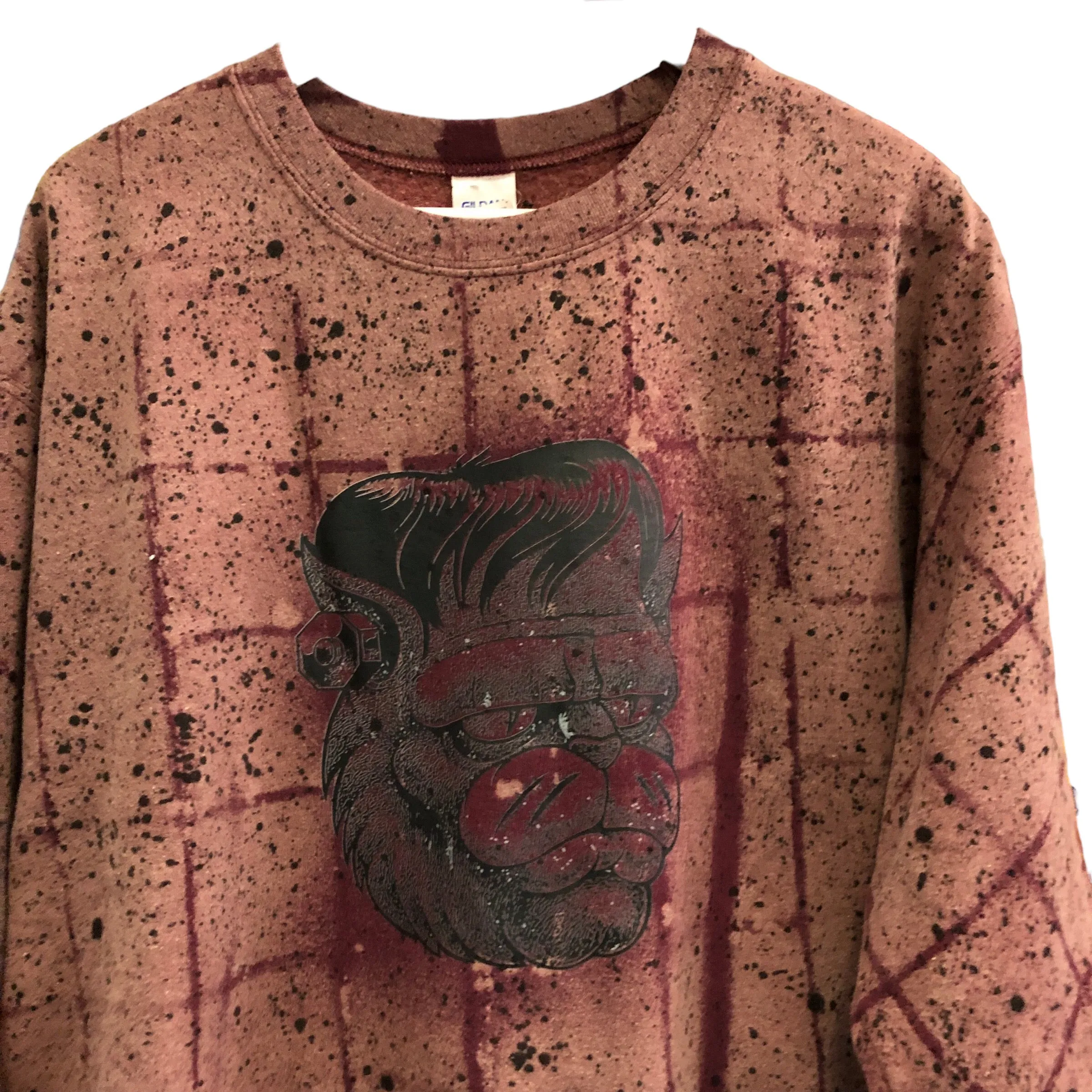 Burgundy Hand Bleached Crew neck sweater