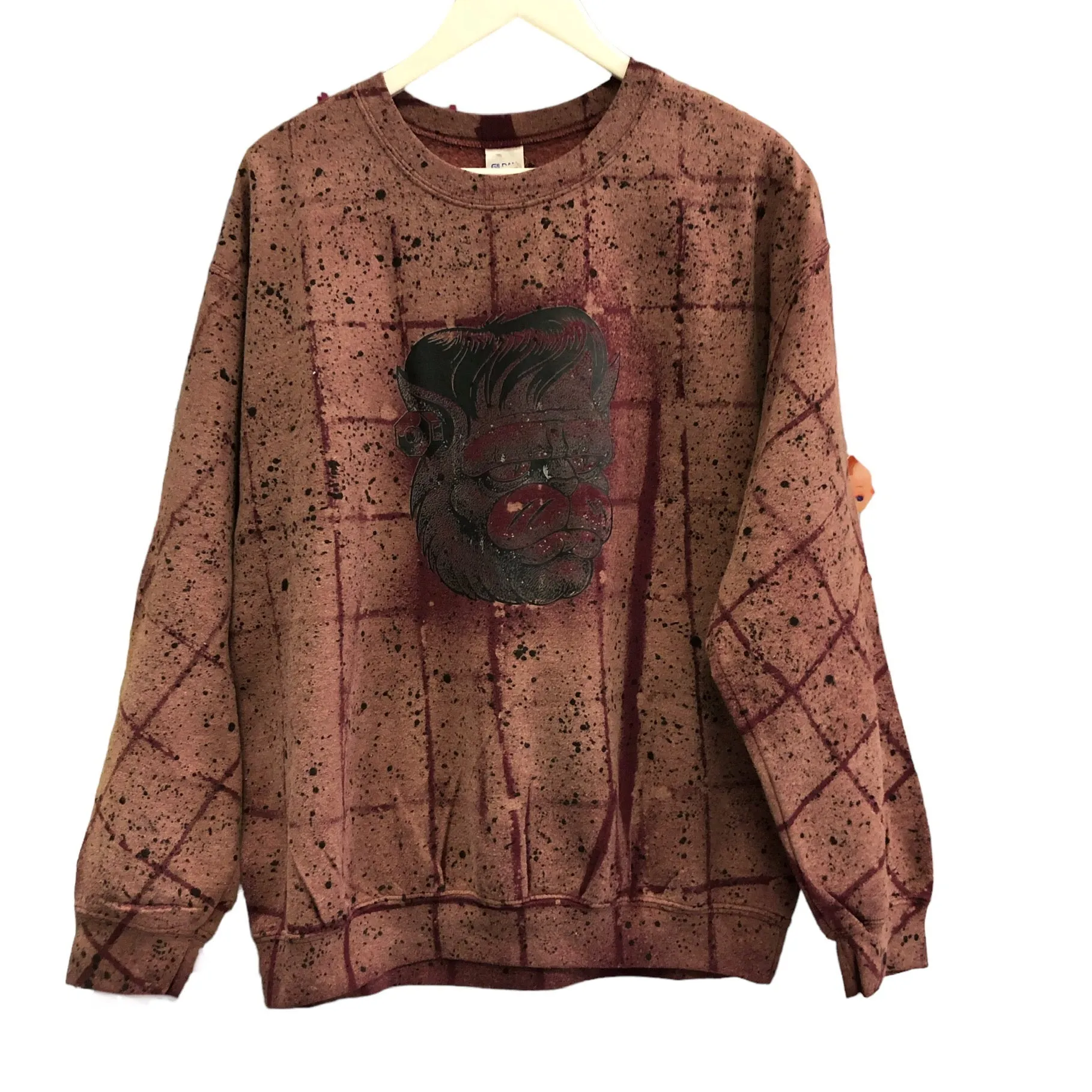 Burgundy Hand Bleached Crew neck sweater