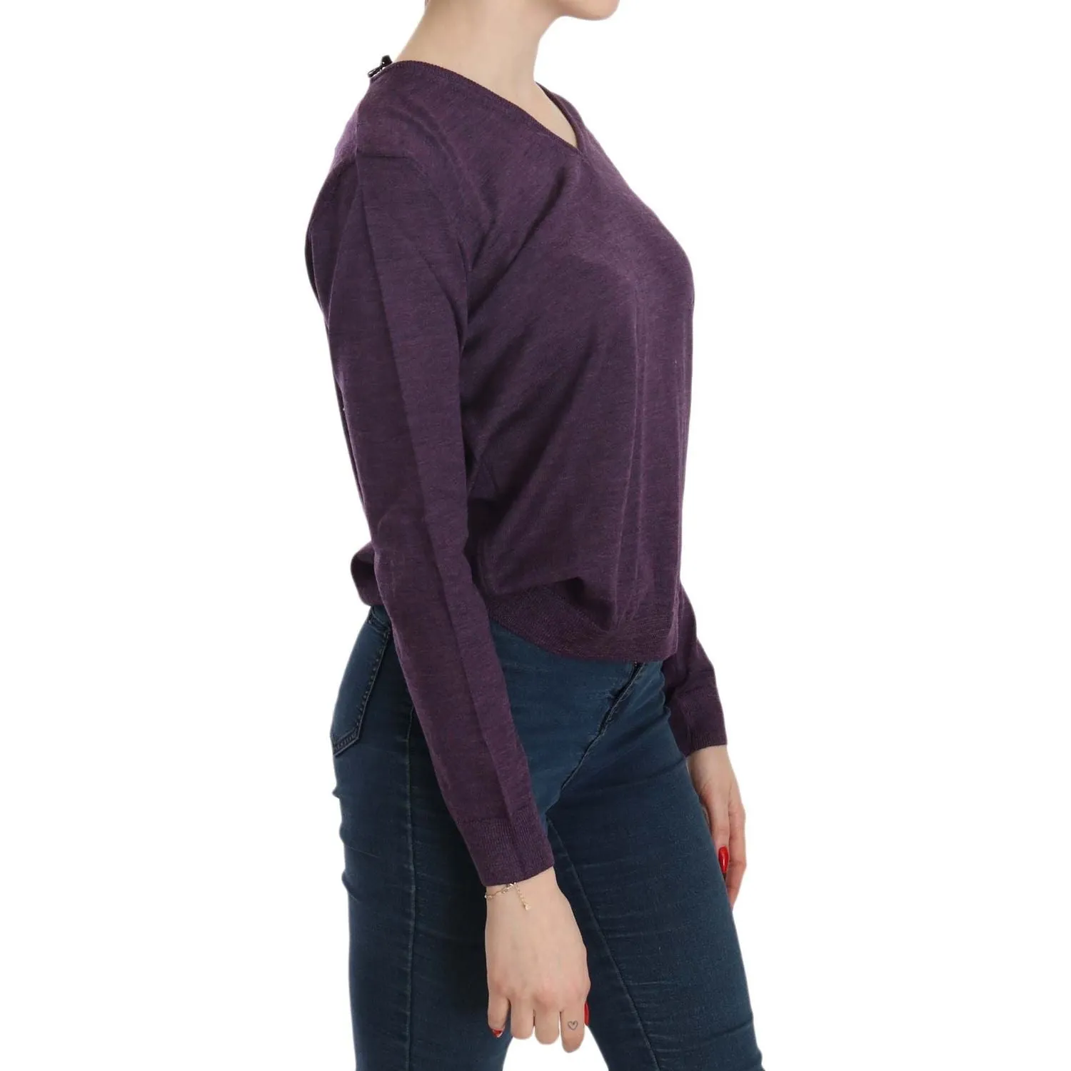 BYBLOS Elegant Purple V-Neck Wool Blouse