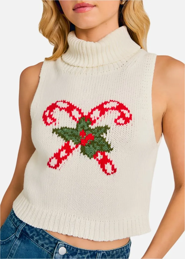 Candy Cane Lane Sleeveless Knit Top