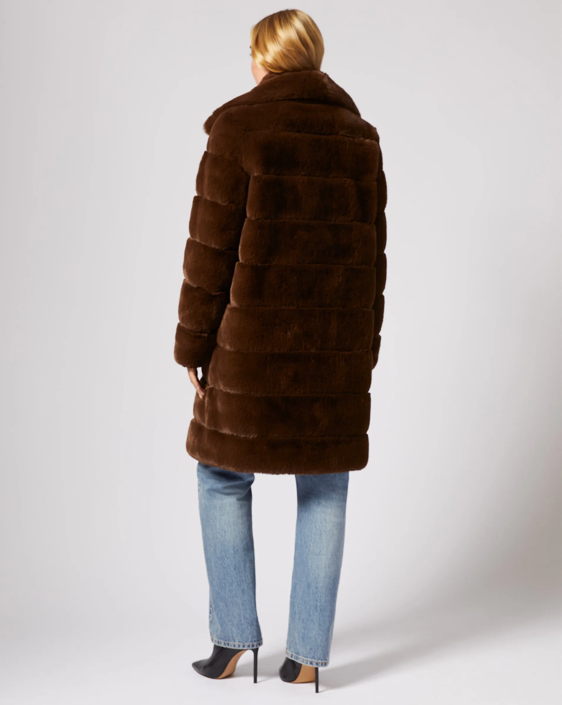 Channel Quilted Mink Faux Fur Coat