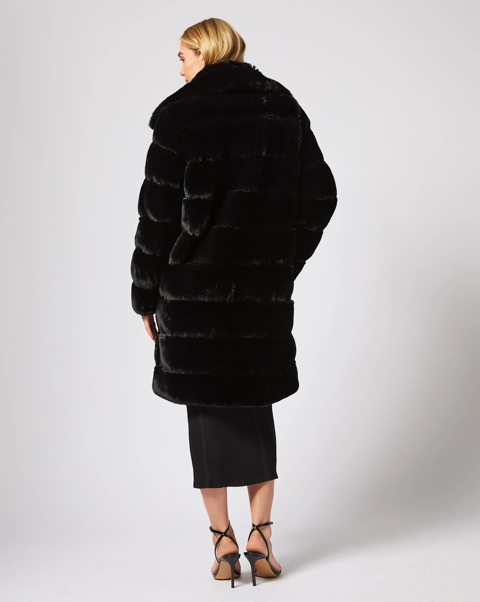 Channel Quilted Mink Faux Fur Coat