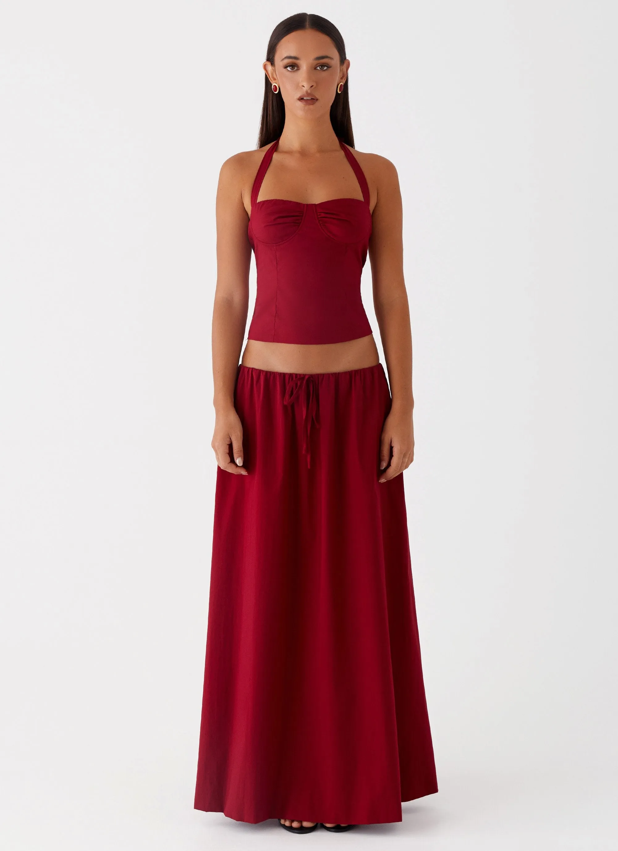 Cheryl Maxi Skirt - Cherry Red