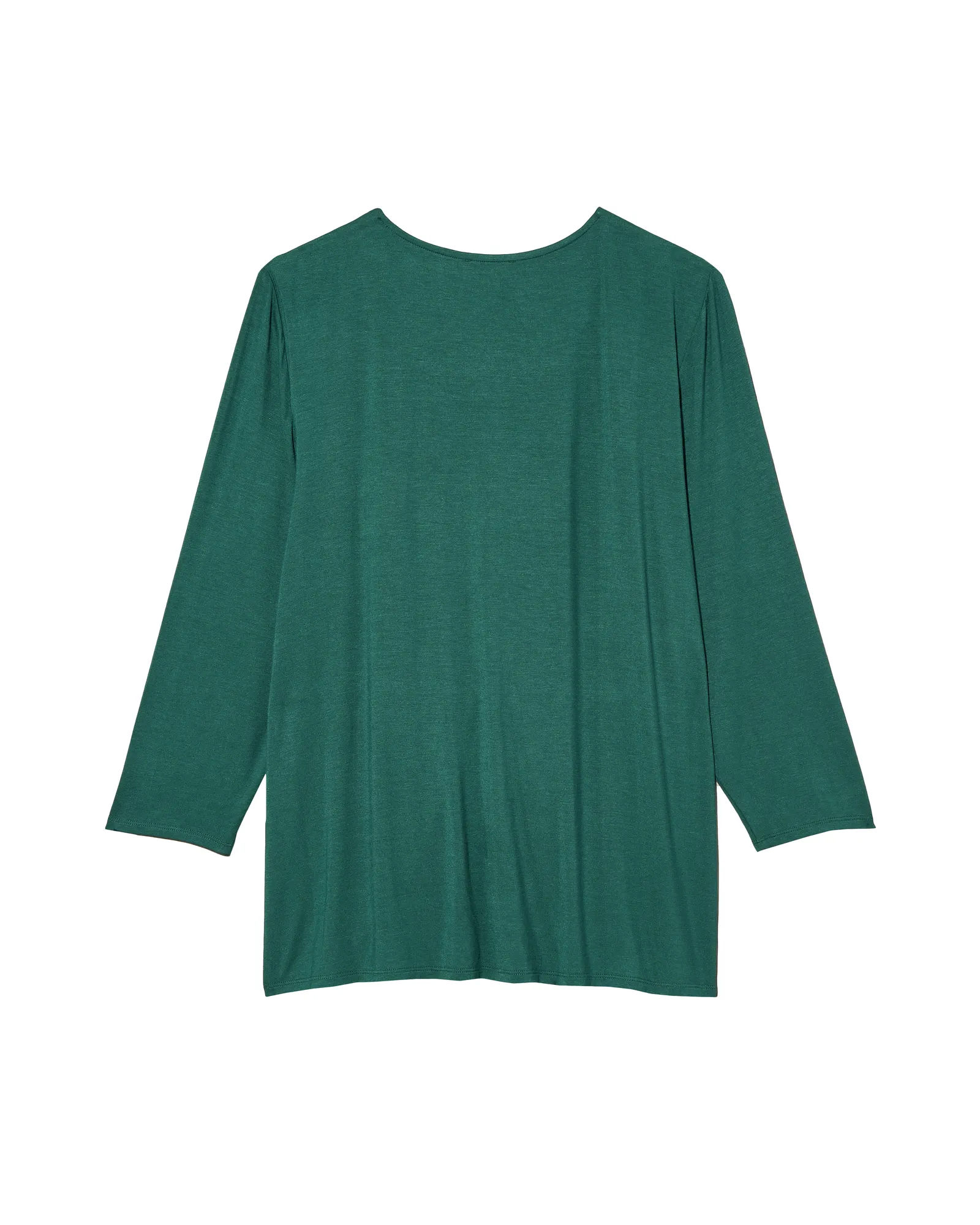 Chrissa 3/4 Sleeve Neck Pearl Gathered Tee | Forest Green