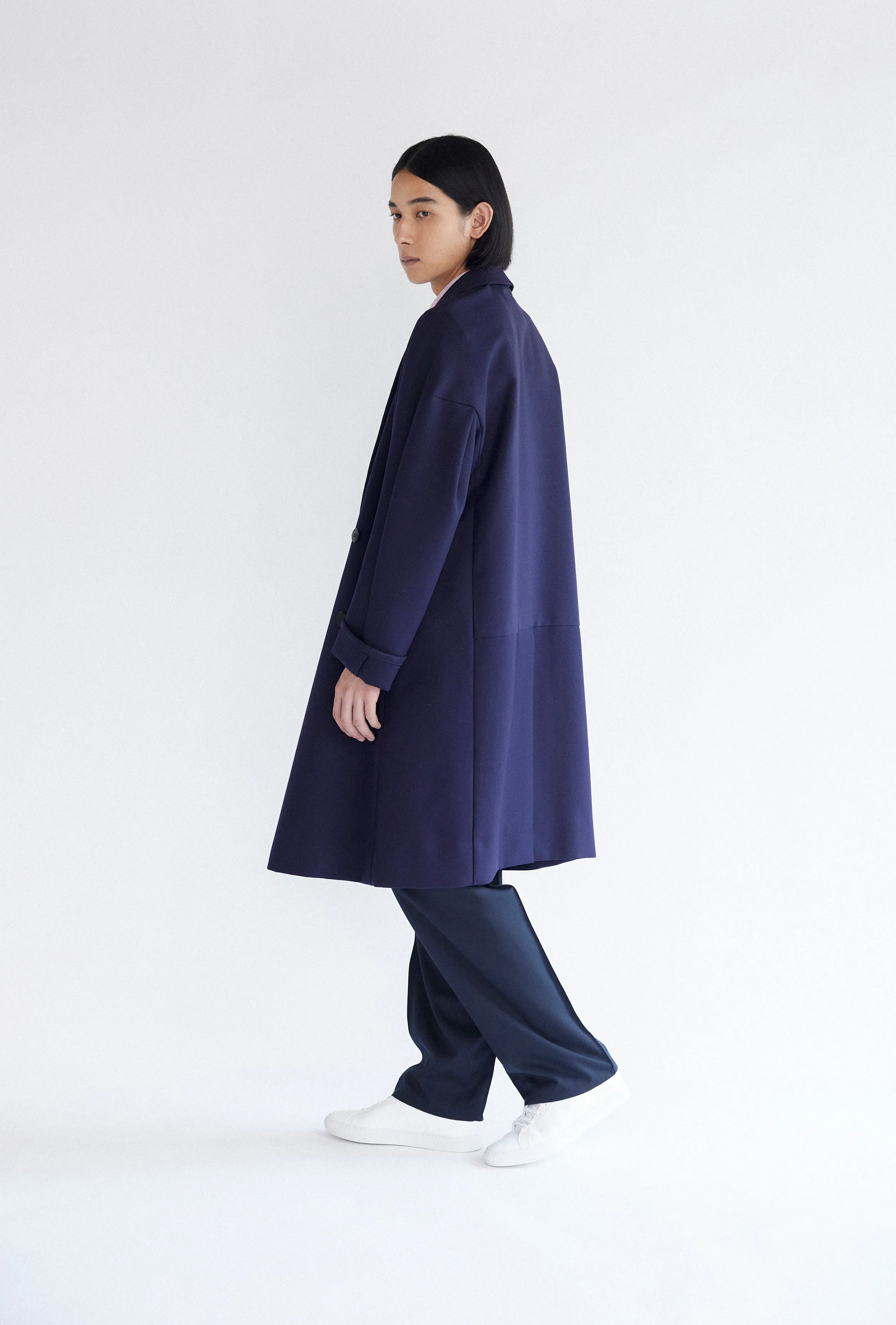 Classic Wool Serge Overcoat in Navy