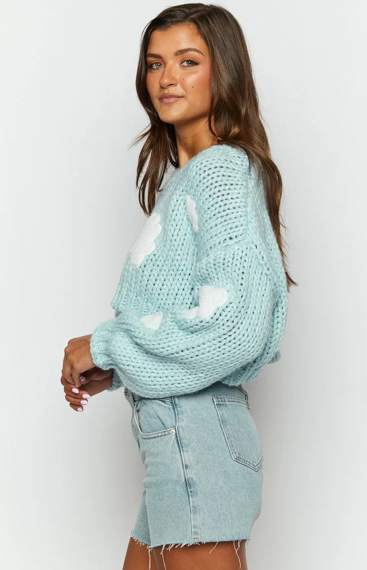 Cloudy Cloud Blue Knit Sweater