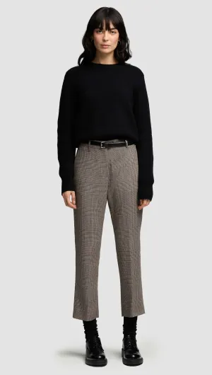 Cropped Straight Leg Trouser in Wool | Plaid Houndstooth