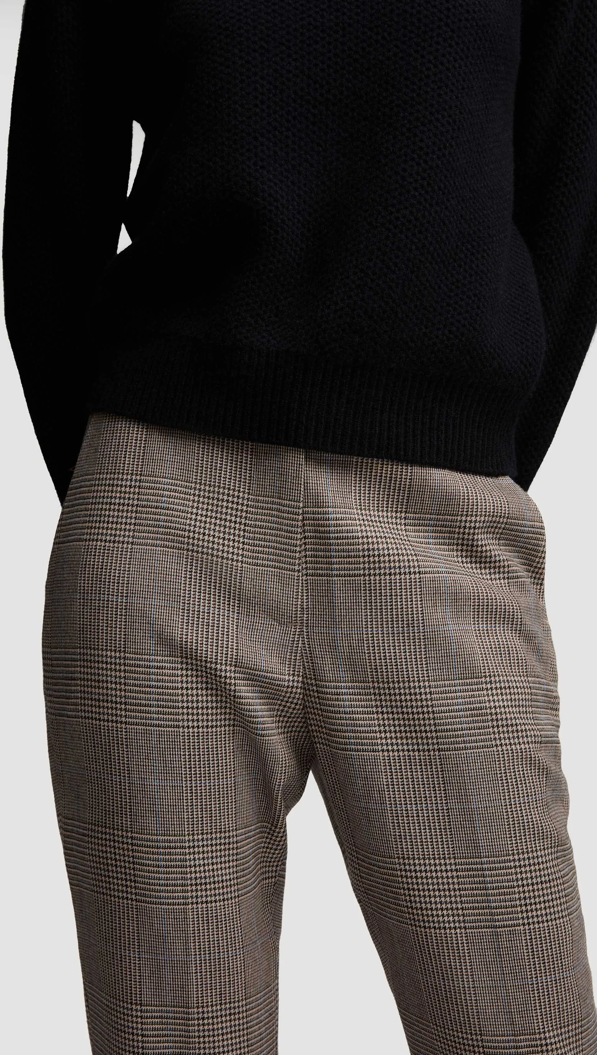 Cropped Straight Leg Trouser in Wool | Plaid Houndstooth