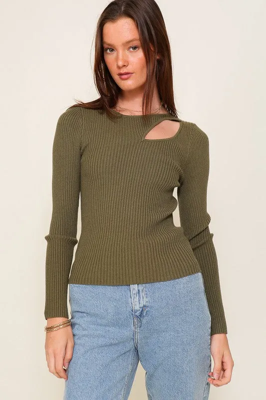 Cut Out Long Sleeve Sweater Top *Online Only*