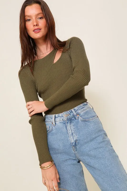 Cut Out Long Sleeve Sweater Top *Online Only*