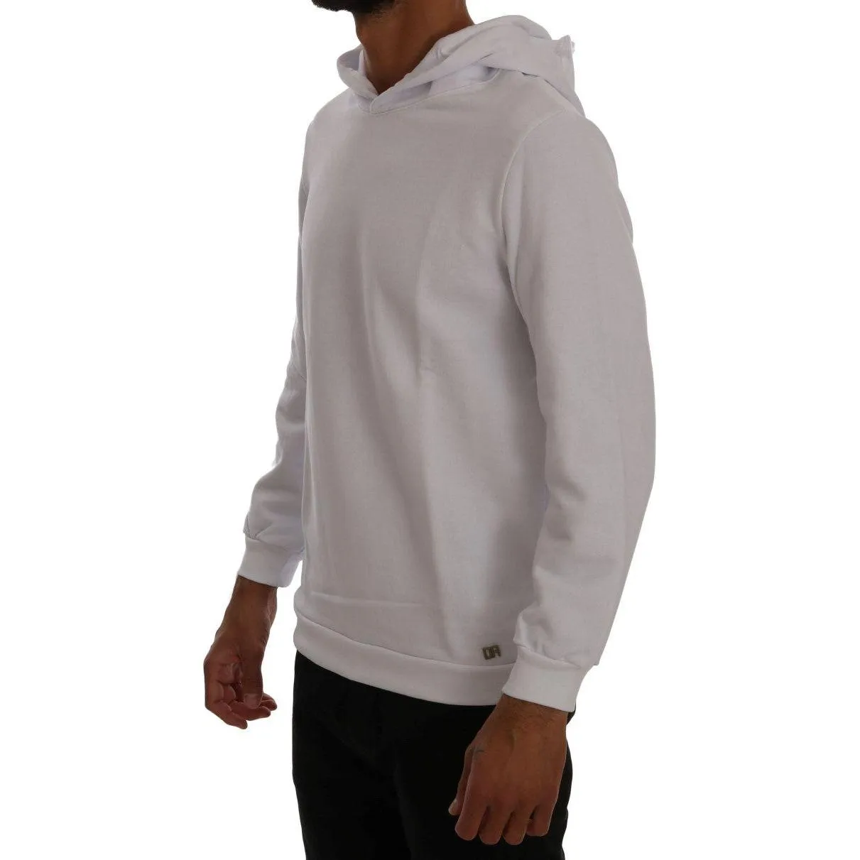 Daniele Alessandrini Elegant White Cotton Hooded Sweater