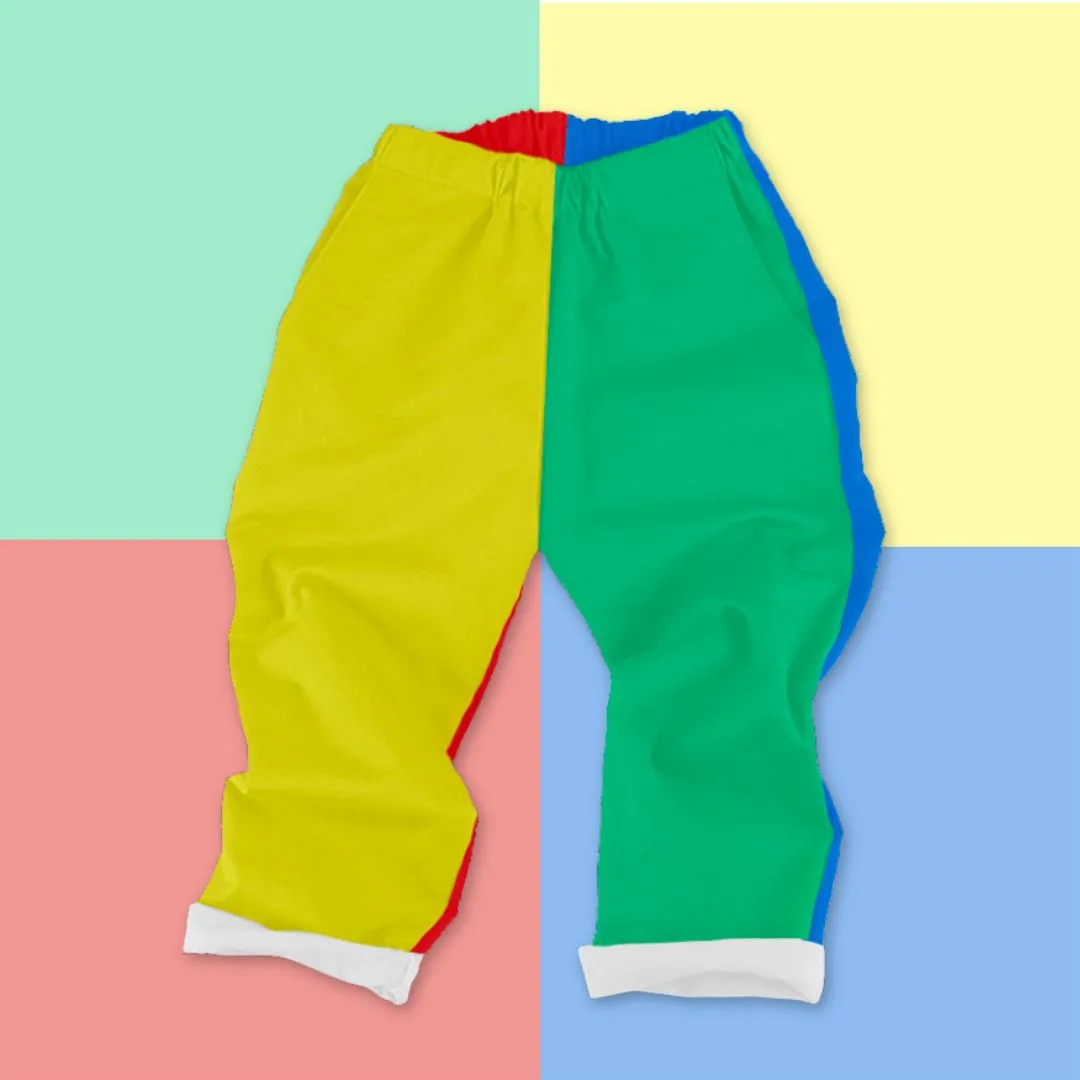 Denim Vintage Trousers - Bright Colour Block