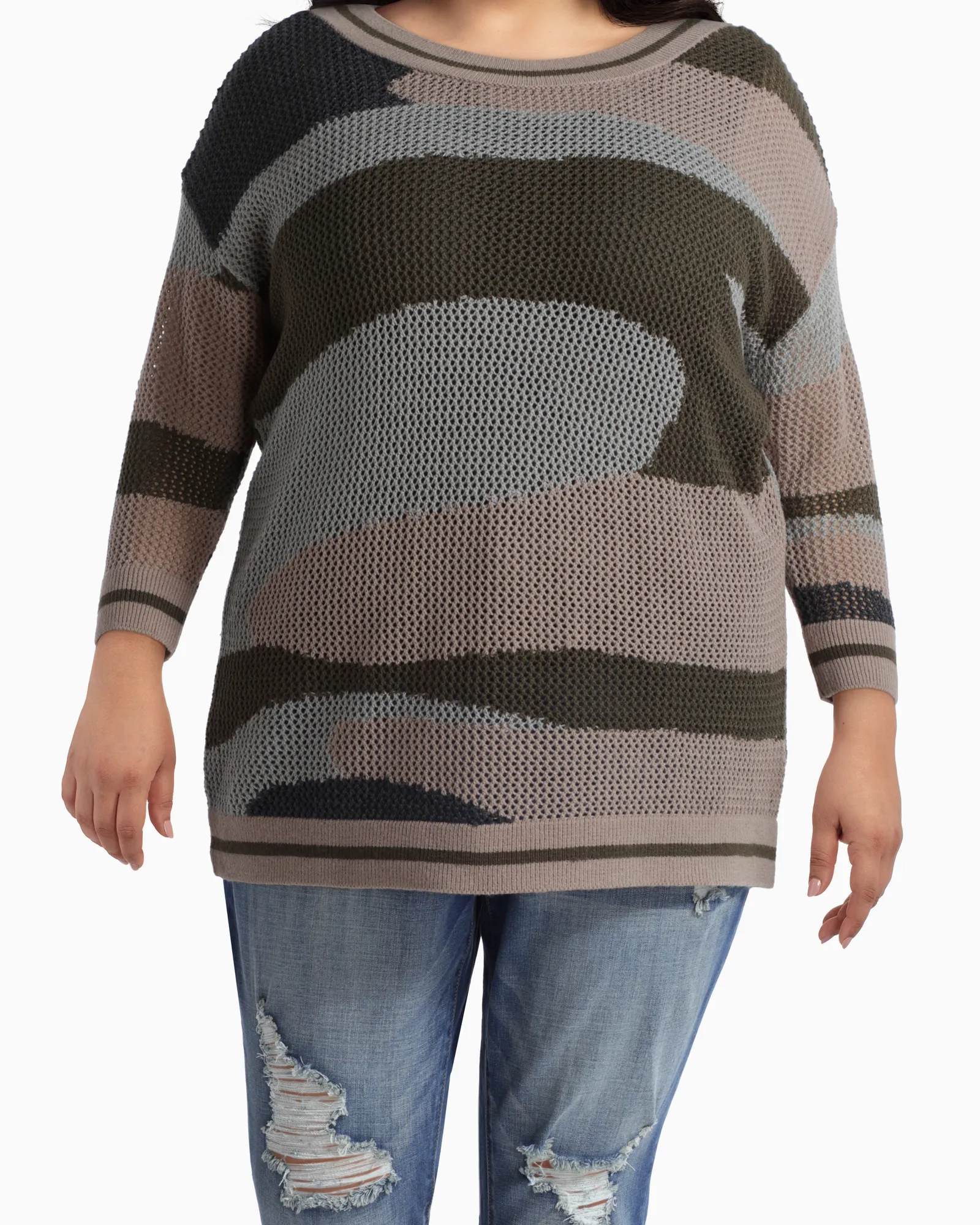 Deva Layered Sweater | Forest Green / Tan