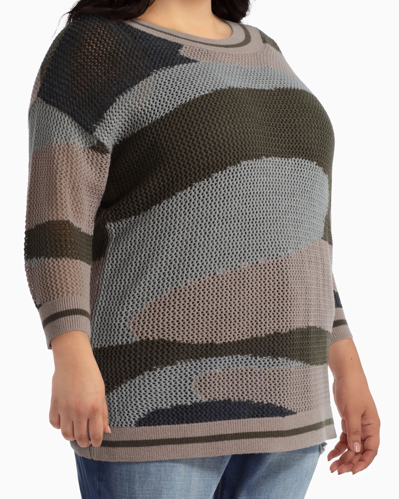 Deva Layered Sweater | Forest Green / Tan