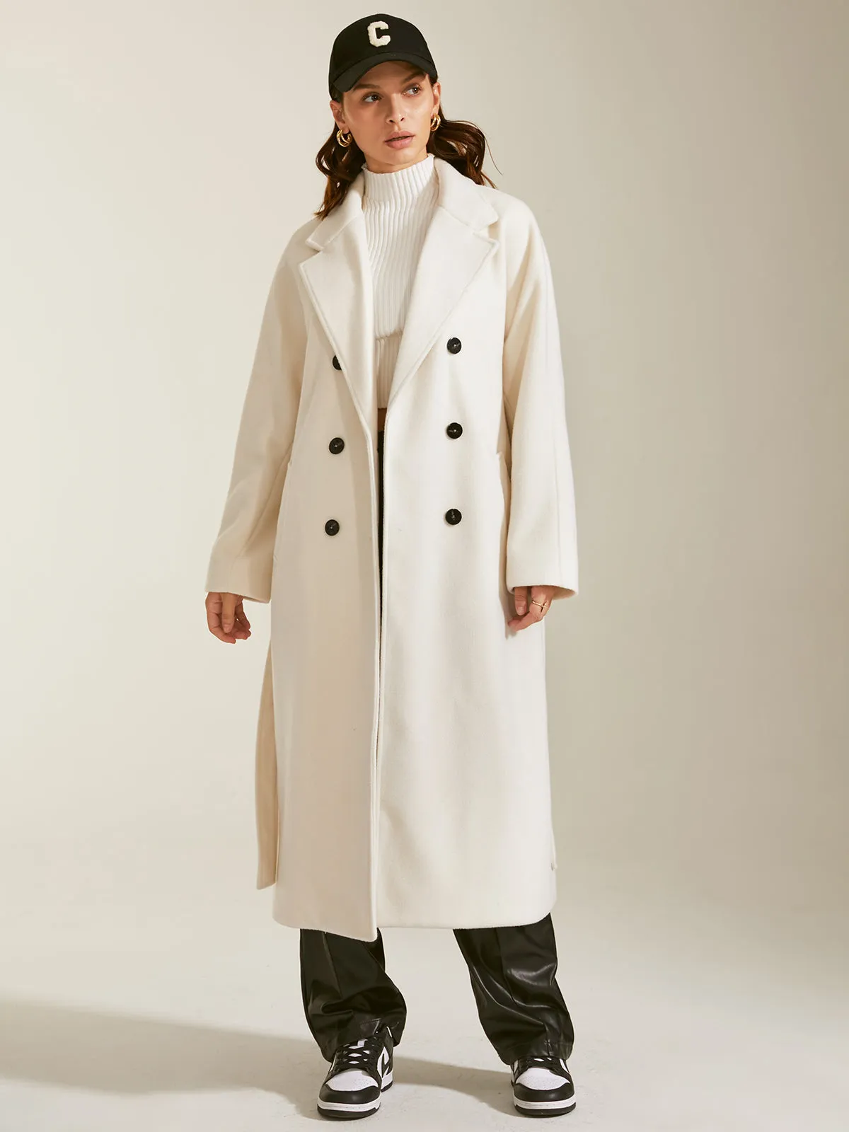 Double Breasted Graceful Notch Lapel Overcoat