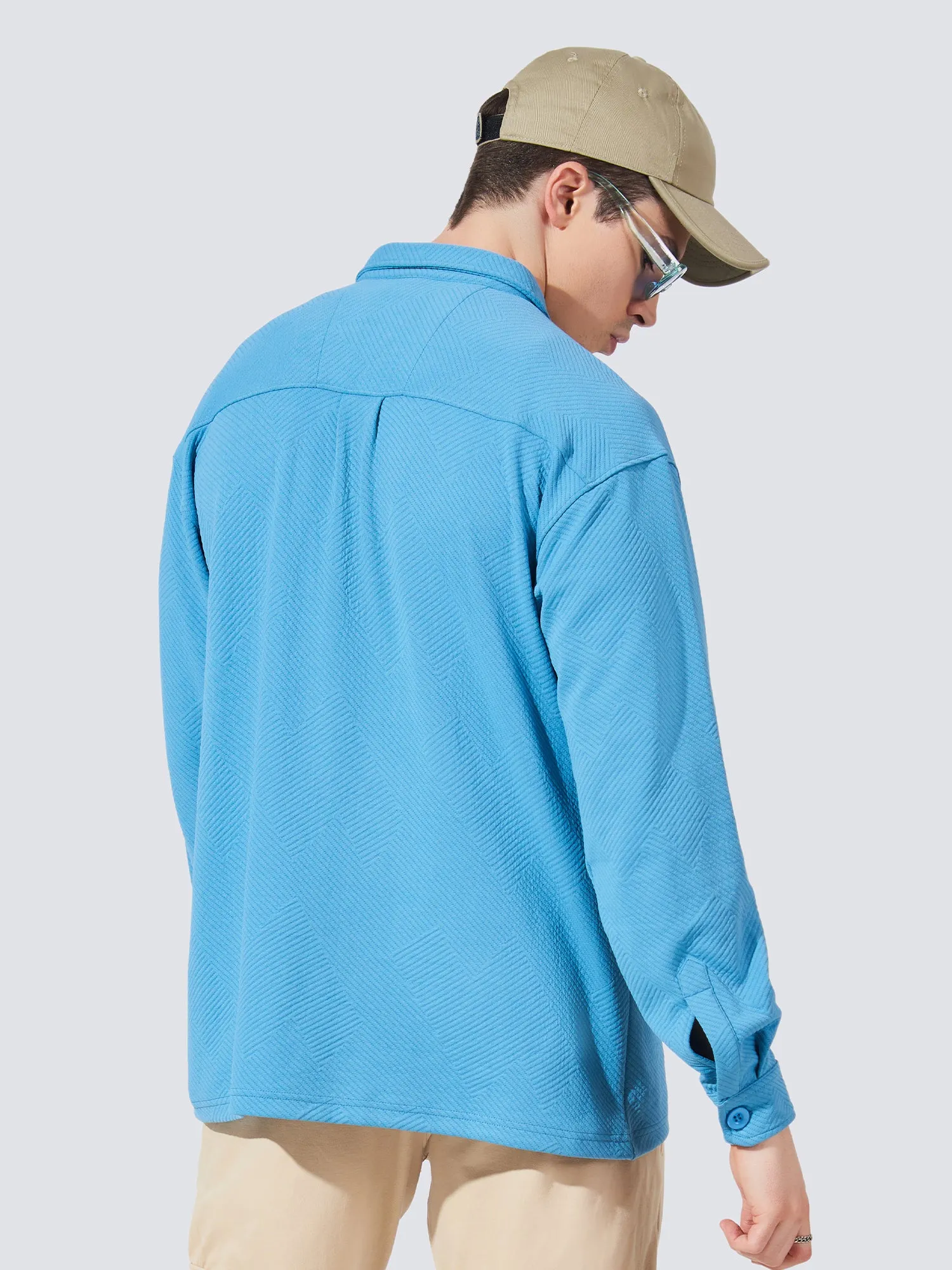 Double Pocket Solid Denim Blue Shacket