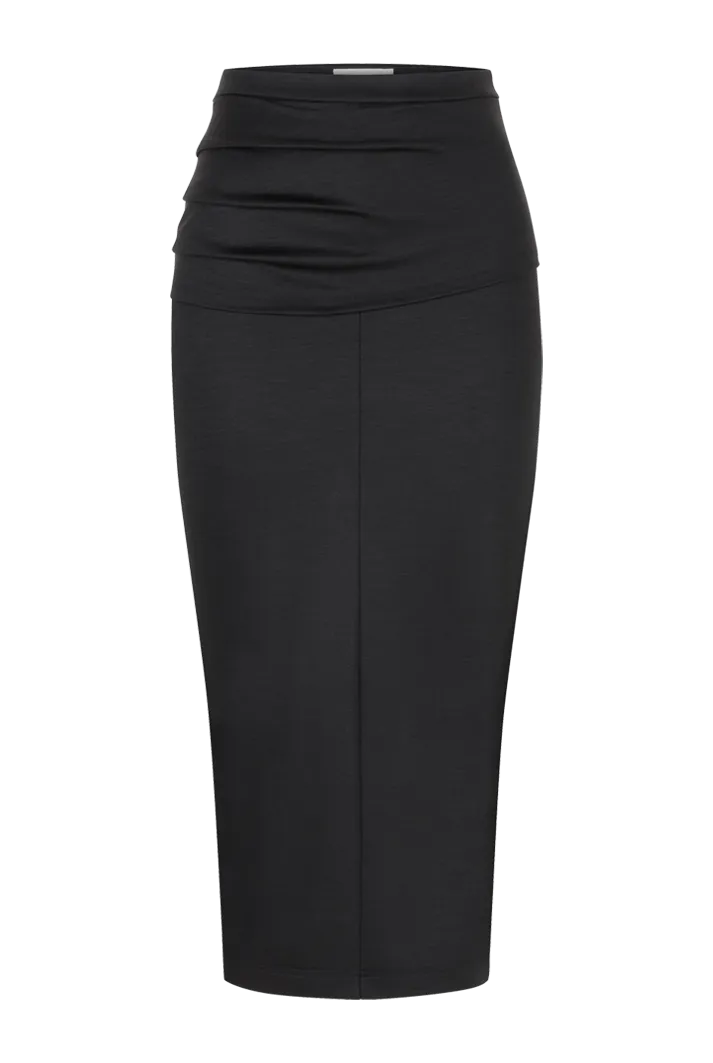 Draped Jersey Pencil Skirt | Midnight